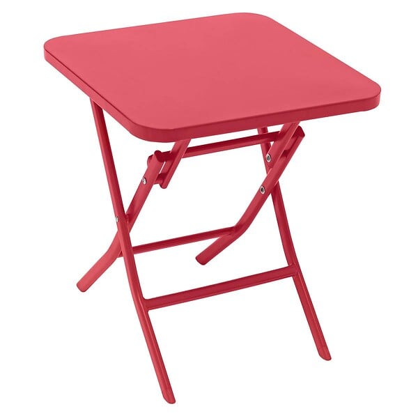 HESPERIDE - Table d'appoint de jardin carrée "Greensboro" groseille 40x40cm en acier traité époxy - large