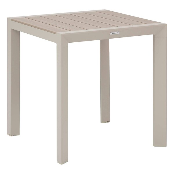 HESPERIDE - Table de jardin "Évasion" effet bois lin & argile 2 places lates en aluminium - large