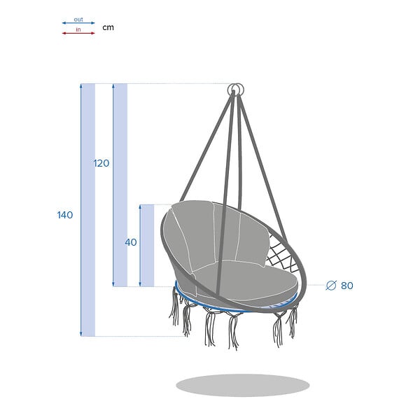 HESPERIDE - Chaise de détente suspendue "Cordessa" en acier traité époxy - large