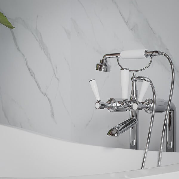 MON MARCHE DECO - Panneau Douche PVC Marbre Calacatta - L. 240 x l. 100 x ép. 1 cm - large