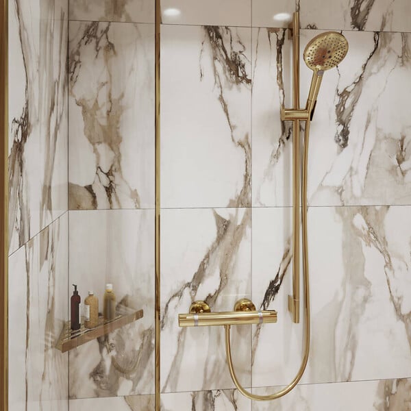 HANSGROHE - Tablette d'angle aspect doré poli AddStoris - large