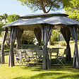 HESPERIDE - Rideaux pour tonnelle "Maldives" 5x3m en polyester ardoise - vignette