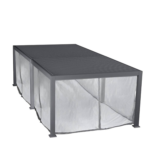 HESPERIDE - Kit de rideaux, moustiquaires et de rails pour pergola bioclimatique "Evora" 6 x 3,6m Graphite - large