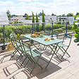 HESPERIDE - Table de jardin pliante rectangulaire "Greensboro" vert olive 6 places en acier - vignette