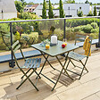 HESPERIDE - Table de jardin pliante carrée "Greensboro" vert laurier 2 places en acier - vignette