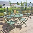 HESPERIDE - Table de jardin pliante ronde "Greensboro" vert olive 4 places en acier - vignette