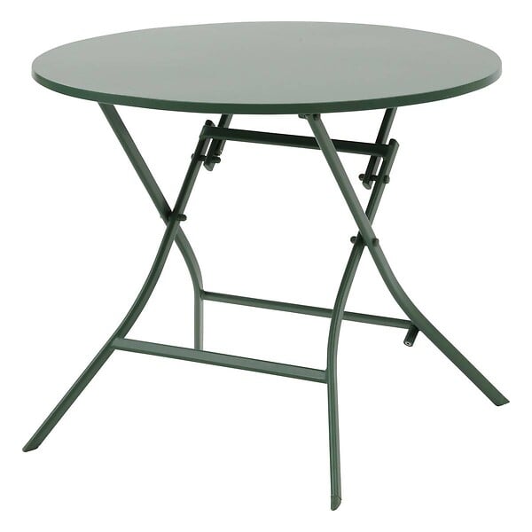 HESPERIDE - Table de jardin pliante ronde "Greensboro" vert olive 4 places en acier - large