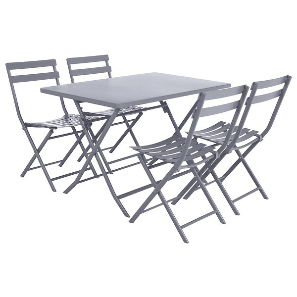 HESPERIDE - Table de jardin pliante rectangulaire "Greensboro" gris quartz 4 places en acier traité époxy - large
