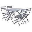 HESPERIDE - Table de jardin pliante rectangulaire "Greensboro" gris quartz 4 places en acier traité époxy - vignette