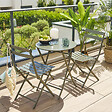 HESPERIDE - Table de jardin pliante ronde Greensboro vert laurier 2 places en acier - vignette