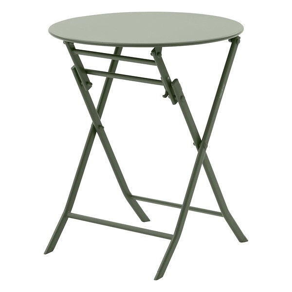HESPERIDE - Table de jardin pliante ronde Greensboro vert laurier 2 places en acier - large