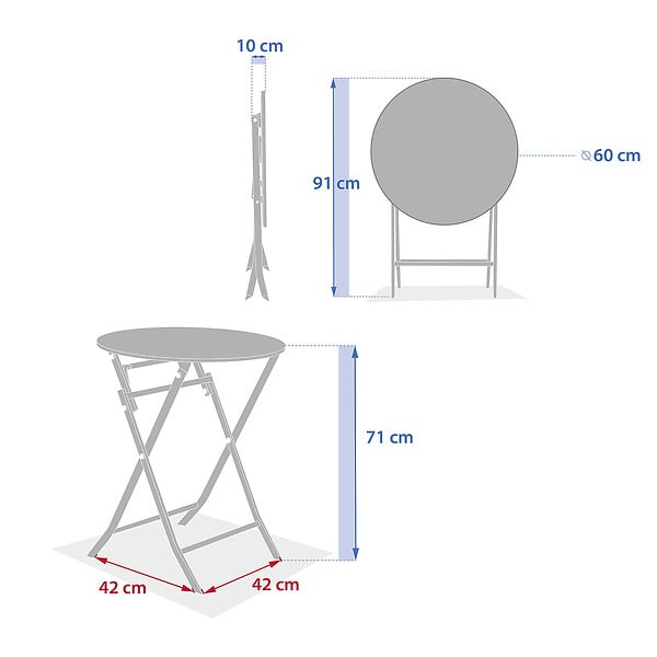 HESPERIDE - Table de jardin pliante ronde Greensboro vert laurier 2 places en acier - large