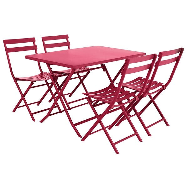 HESPERIDE - Table de jardin pliante rectangulaire "Greensboro" grenade 4 places en acier traité époxy - large