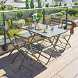 HESPERIDE - Table de jardin pliante rectangulaire "Greensboro" vert laurier 4 places en acier - vignette