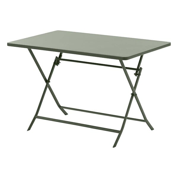 HESPERIDE - Table de jardin pliante rectangulaire "Greensboro" vert laurier 4 places en acier - large