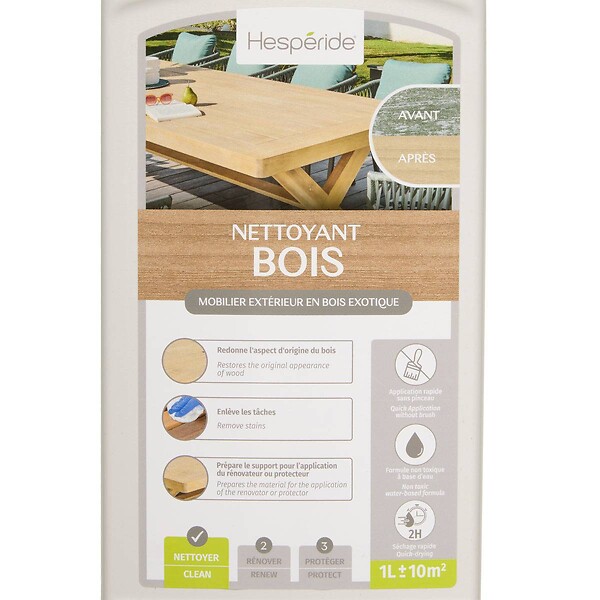 HESPERIDE - Nettoyant pour mobilier extérieur bois exotique 1L - large