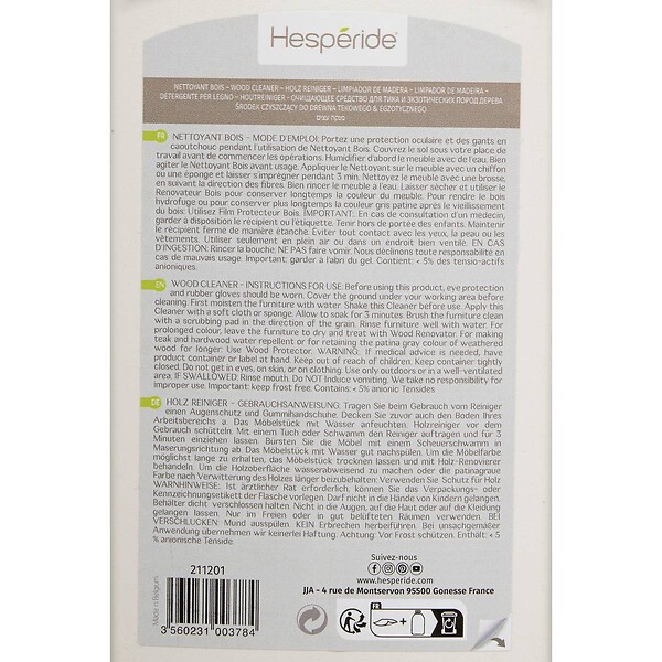 HESPERIDE - Nettoyant pour mobilier extérieur bois exotique 1L - large