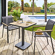 HESPERIDE - Table de jardin bistro "Tyla" acacia  & graphite en acier traité époxy - vignette