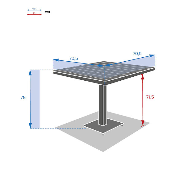 HESPERIDE - Table de jardin bistro "Tyla" acacia  & graphite en acier traité époxy - large