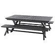 HESPERIDE - Table de jardin extensible "Axiome" ardoise granitée 10 places en aluminium traité époxy - vignette