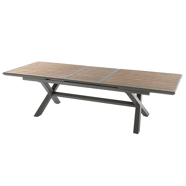 HESPERIDE - Table de jardin extensible "Axiome" effet bois honey & praline 10 places en aluminium traité époxy - large