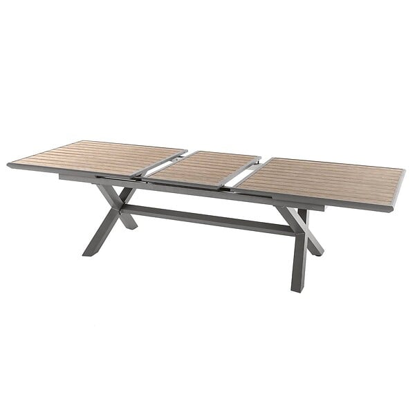HESPERIDE - Table de jardin extensible "Axiome" effet bois honey & praline 10 places en aluminium traité époxy - large