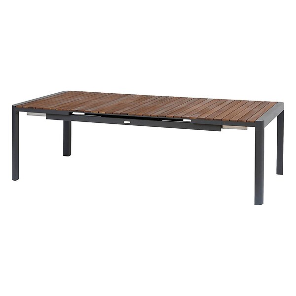 HESPERIDE - Table de jardin extensible "Paradize" Noyer & graphite 12 places en aluminium et acacia - large