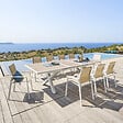 HESPERIDE - Table de jardin extensible "Axiome" en aluminium lin & blanc traité époxy 10 places - vignette