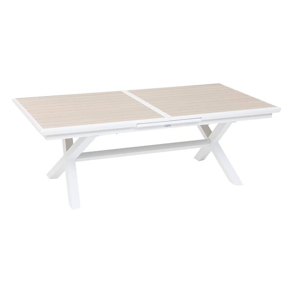 HESPERIDE - Table de jardin extensible "Axiome" en aluminium lin & blanc traité époxy 10 places - large
