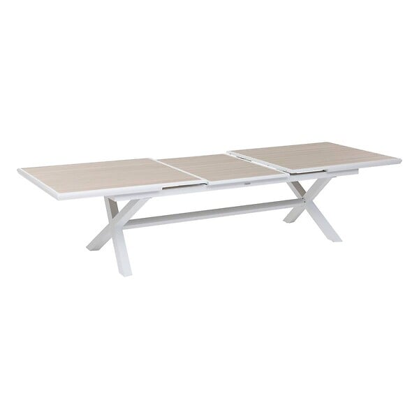 HESPERIDE - Table de jardin extensible "Axiome" en aluminium lin & argile traité époxy 12 places - large