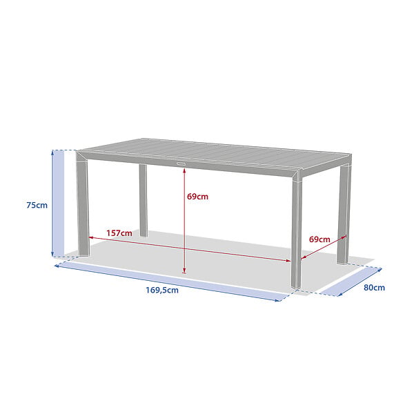 HESPERIDE - Table de jardin rectangulaire alu Evasion 6 places effet bois honey et graphite - Hespéride - large