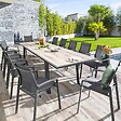 HESPERIDE - Table de jardin extensible "Pavane" graphite & pécan 12 places en aluminium traité époxy - vignette