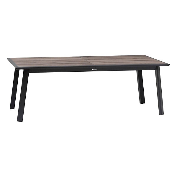 HESPERIDE - Table de jardin extensible "Pavane" graphite & pécan 12 places en aluminium traité époxy - large