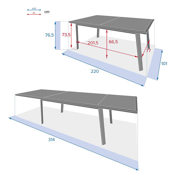 HESPERIDE - Table de jardin extensible "Pavane" graphite & pécan 12 places en aluminium traité époxy - large