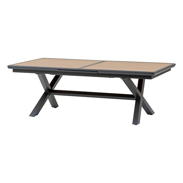 HESPERIDE - Table de jardin extensible "Axiome" effet bois honey & graphite 10 places en aluminium - large