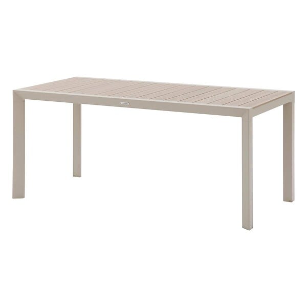 HESPERIDE - Table de jardin "Évasion" effet bois lin & argile 6 places lates en aluminium - large