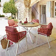 HESPERIDE - Table de jardin "Oriengo" acacia  & blanc 4 places en aluminium traité époxy - vignette