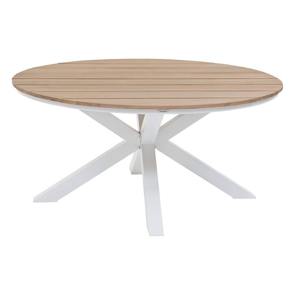 HESPERIDE - Table de jardin "Oriengo" acacia  & blanc 4 places en aluminium traité époxy - large