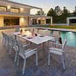 HESPERIDE - Table de jardin extensible "Allure" effet bois & avoine 12 places en aluminium - vignette