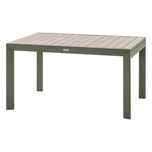 HESPERIDE - Table de jardin extensible coulissante "Évasion" effet bois lin & vert laurier 10 places lates en aluminium - large