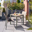 HESPERIDE - Table de jardin "Évasion" effet bois lin & vert laurier 2 places lates en aluminium - vignette