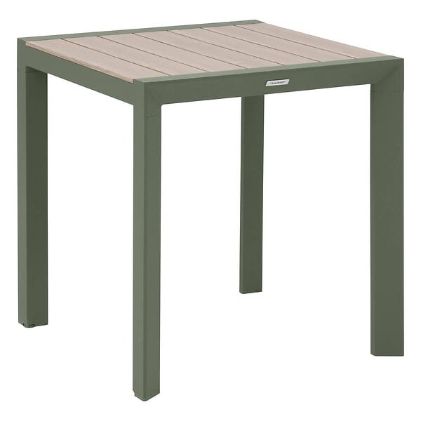 HESPERIDE - Table de jardin "Évasion" effet bois lin & vert laurier 2 places lates en aluminium - large