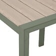 HESPERIDE - Table de jardin "Évasion" effet bois lin & vert laurier 2 places lates en aluminium - vignette