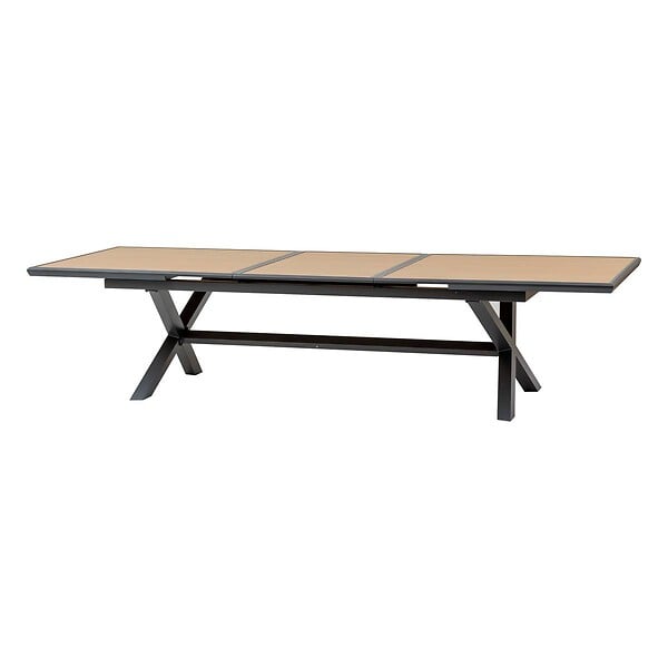 HESPERIDE - Table de jardin extensible AXIOME Effet bois Noix & Graphite 12 places - large