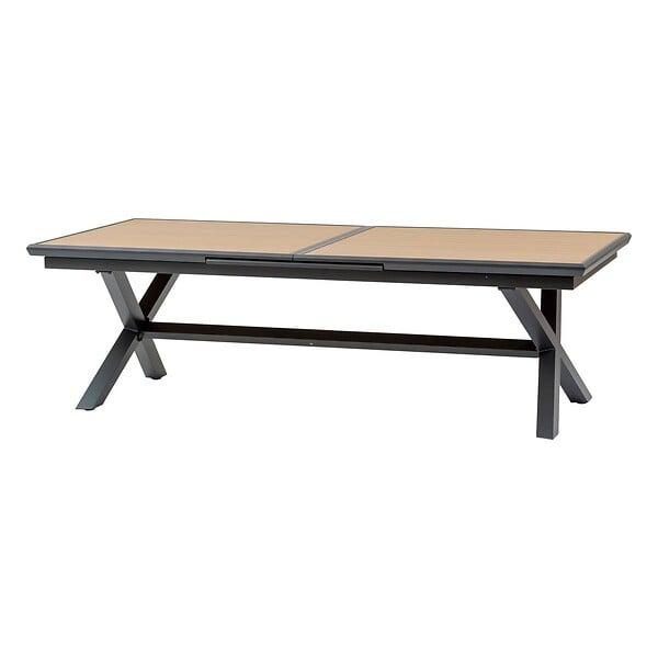 HESPERIDE - Table de jardin extensible AXIOME Effet bois Noix & Graphite 12 places - large