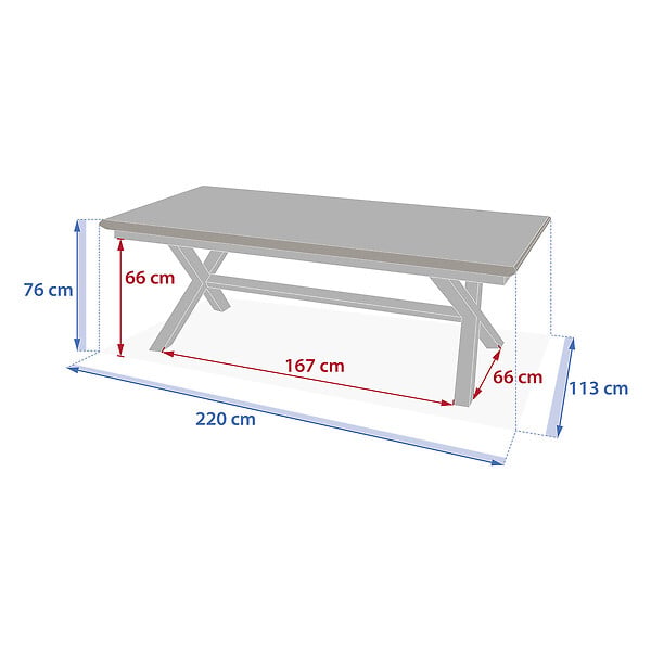 HESPERIDE - Table de jardin "Axiome" extensible lin & argile 10 places en aluminium - large
