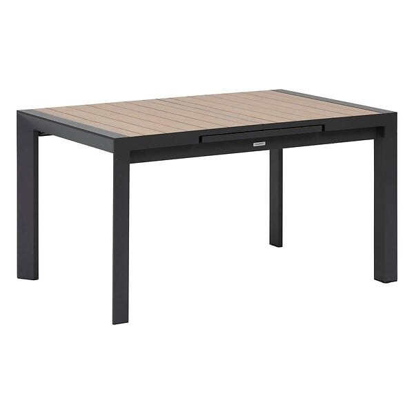 HESPERIDE - Table de jardin extensible "Évasion" effet bois honey & graphite 8 places lates en aluminium - large