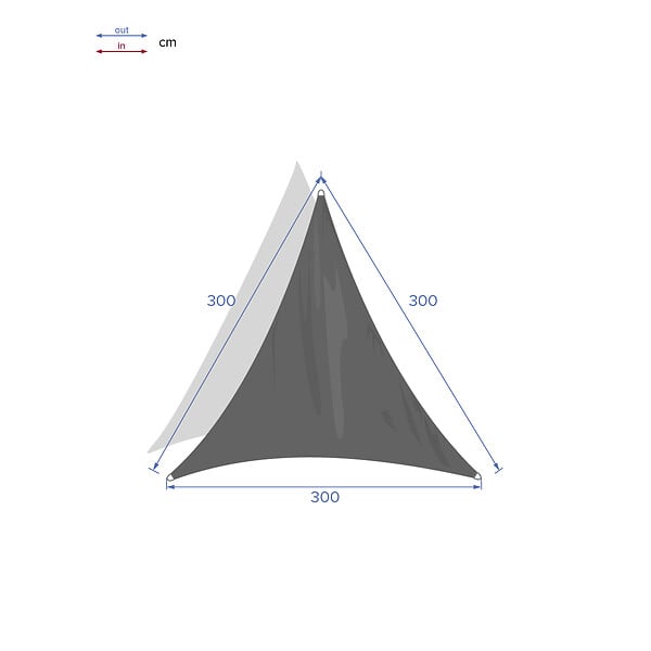 HESPERIDE - Voile d'ombrage triangulaire "Curacao" gris 3x3x3m en polyester - large