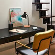 COREP - Lampe de bureau bois Corep LEM Noir mat/naturel H40cm - vignette