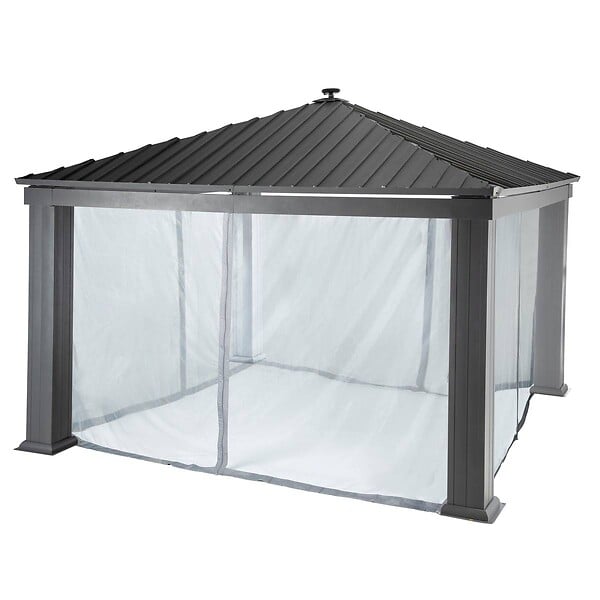 HESPERIDE - Moustiquaire pour tonnelle "Patia" ardoise 4x4m en polyester - large